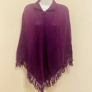 SOFT ALPACA WOOL PONCHO, PURPLE COLOR